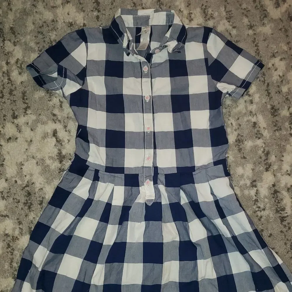 Carters Checkers Girls Dress || Blue n White sz8